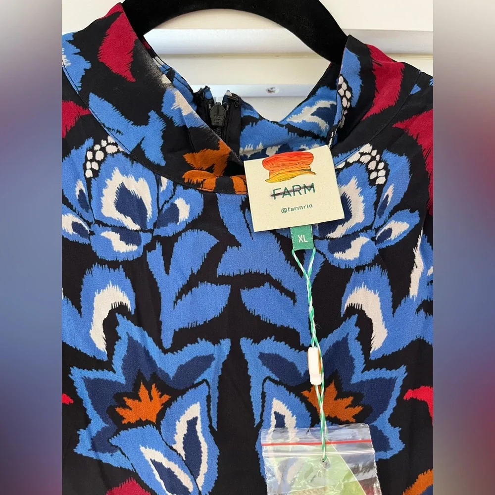 Anthropologie FARM Rio Black Toucans Scarf Maxi Dress - Picture 8 of 10